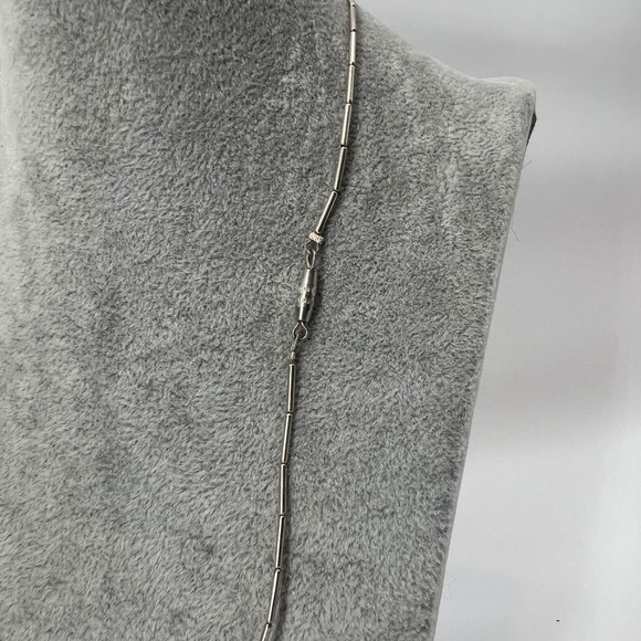 Turquoise Green Stone Hematite Beaded Necklace Boho Statement Jewelry 19 inches - Picture 4 of 4